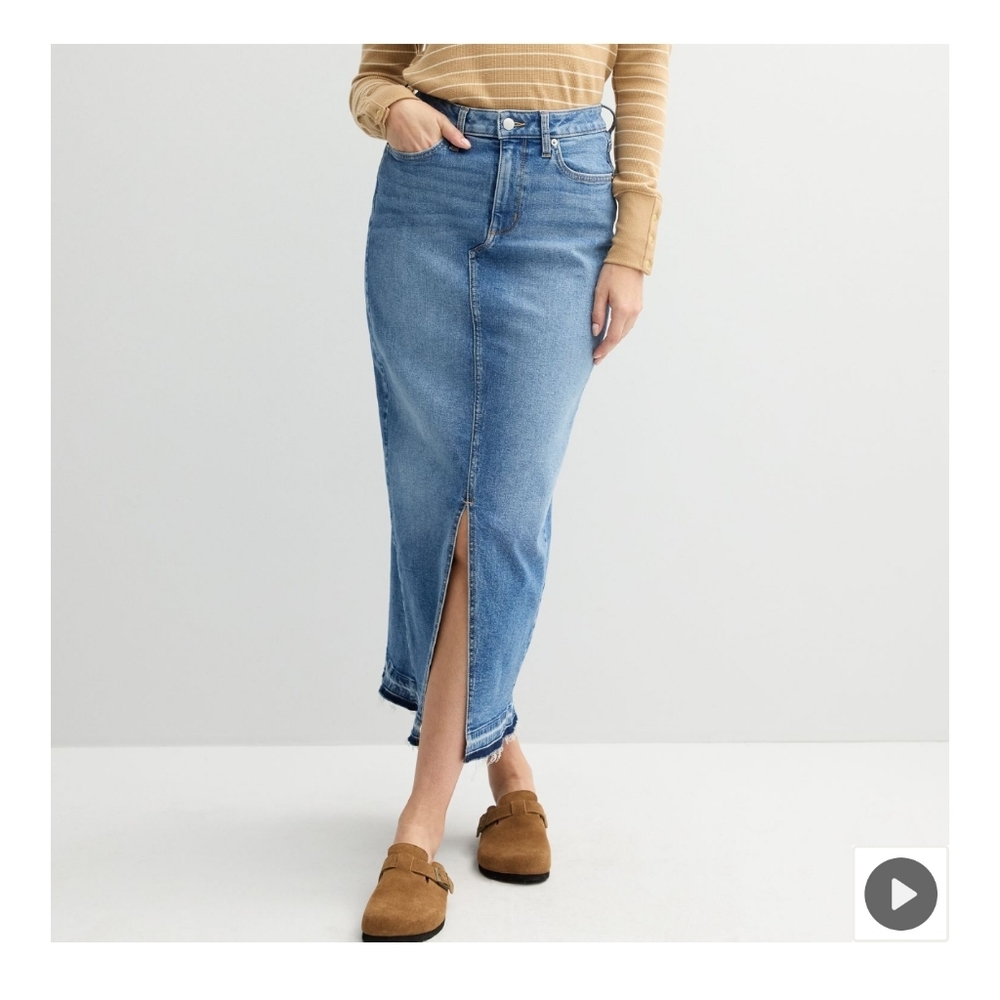 Sonoma Denim Maxi Skirt with Front Slit